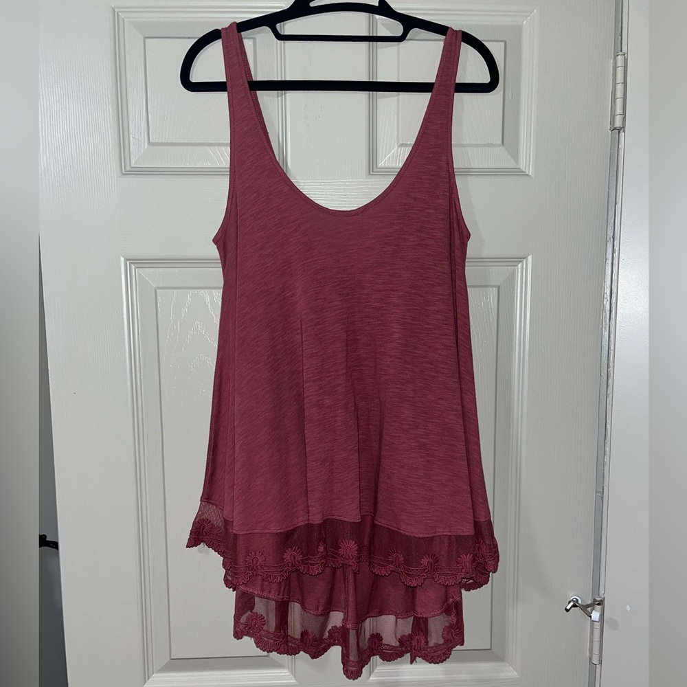 Angie Burgundy Camisole with Lace Trim